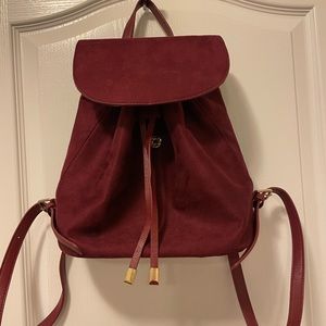Forever 21 burgundy fabric backpack with drawstring